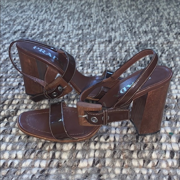 Prada Ankle Strap Wooden Heels - Picture 8 of 11